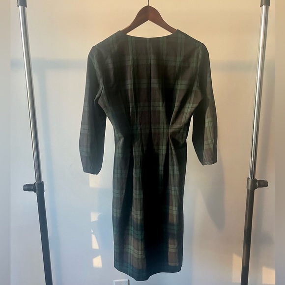 MNG Casual Green Plaid V-neck Dress - Picture 6 of 8